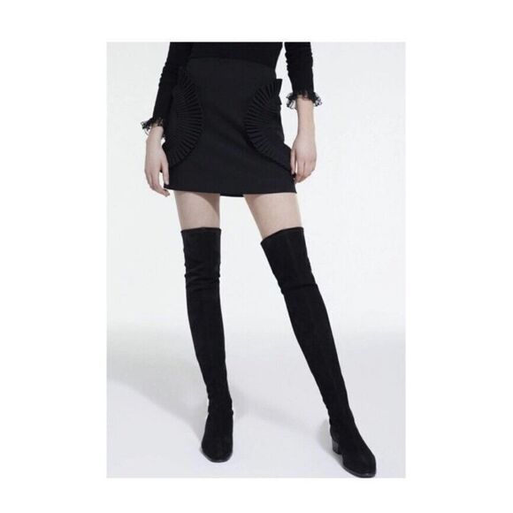 The Kooples Black Stretch Over The Knee LEATHER THIGH-HIGH BOOTS Women’s 36 /5.5 - Picture 1 of 12
